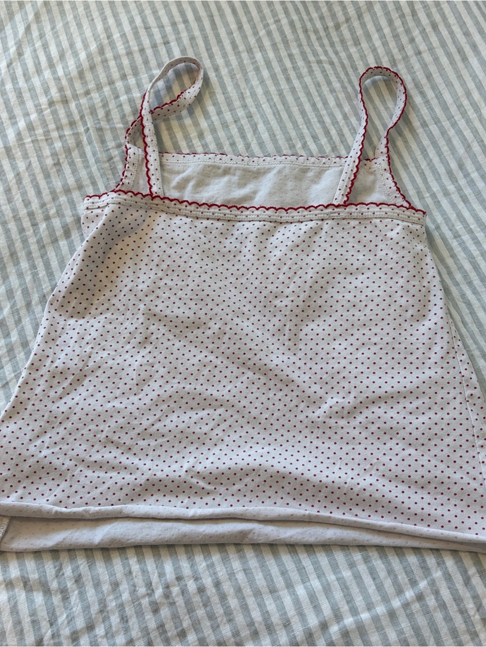Brandy Melville White Tank Top with Red Polka Dots